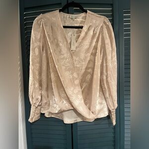 NWT Nordstrom Elegant Cream Floral Blouse